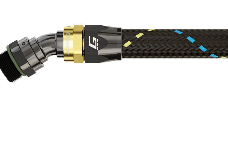 GReddy 12810630 AN06 30 DEGREE ORB MALE BLACK/GOLD ANODIZED