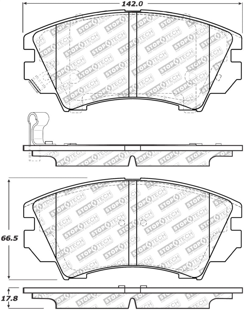 Stoptech 305.1404 Street Select Brake Pads w/Hardware - Front