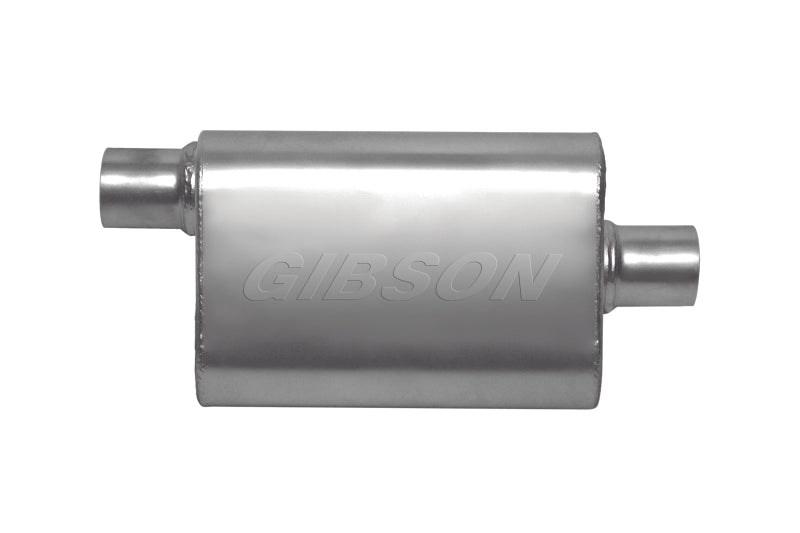 Gibson 55140S CFT Superflow Offset/Center Oval Muffler - 4x9x13in/2in Inlet/2.25in Outlet - Stainless