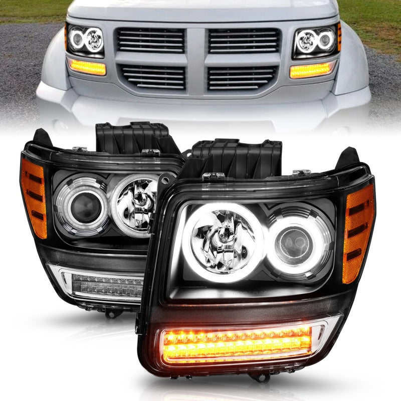 ANZO 111145 2012 fits Dodge 07-20 Nitro Projector Headlights w/ Halo Black (CCFL) G2