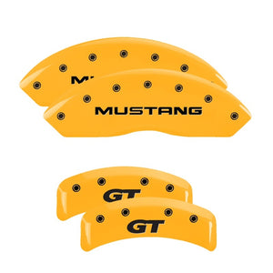 MGP 10095SMG1YL 4 Caliper Covers Engraved Front fits Mustang Rear Sn95/Gt Yellow