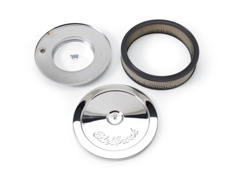 Edelbrock 1208 Air Cleaner Pro-Flo Series Round Steel Top Paper Element 10In Dia X 3 5In Chrome
