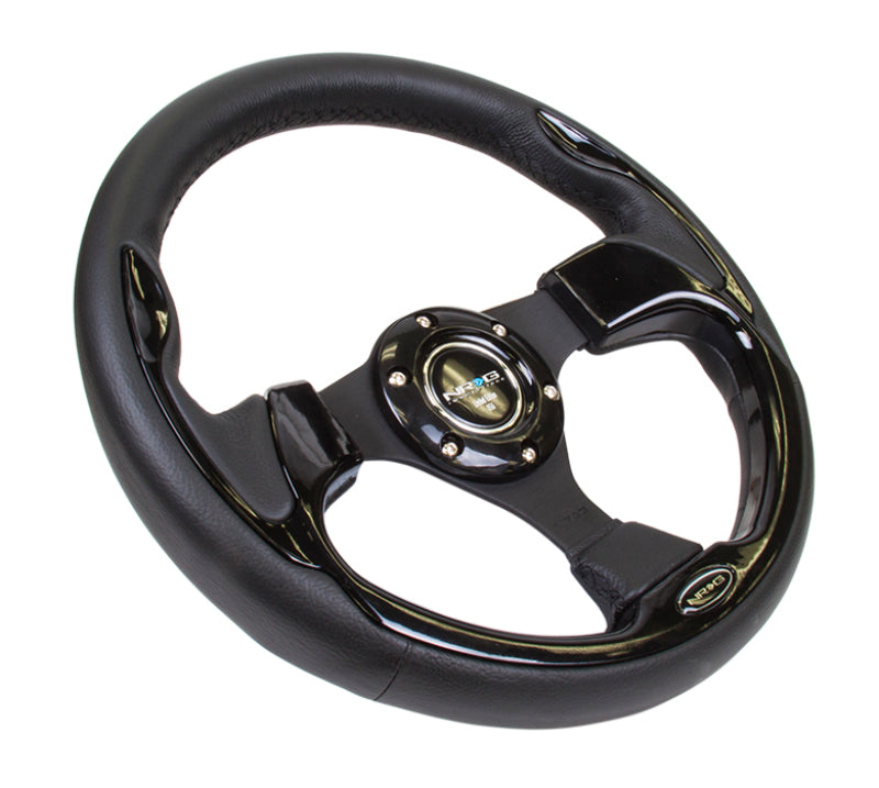 NRG RST-001BK Reinforced Steering Wheel (320mm) Blk w/Gloss Black Trim