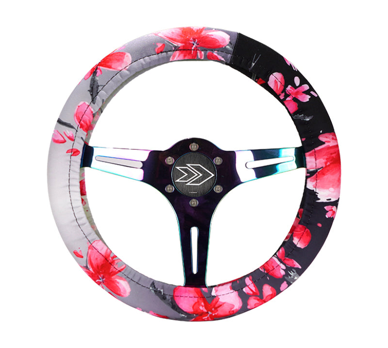 NRG SWC-001SAKURA Steering Wheel Cover - Sakura Stretch Polyester w/ PrismaTag