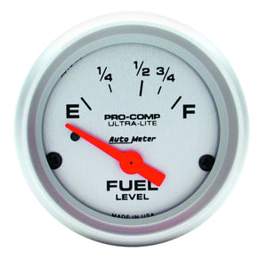 AutoMeter 4315 Autometer Ultra-Lite 52mm 73 OHMS Empty/8-12 OHMS Full Short Sweep Electronic Fuel Level Gauge