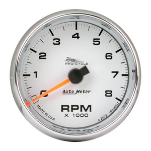 AutoMeter 19307 Autometer Pro-Cycle Gauge Tach 2 5/8in 8K Rpm 2&4 Cylinder White