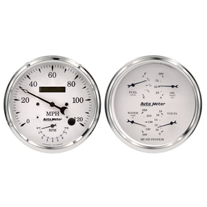 AutoMeter 1652 Auto Meter Old Tyme White Quad & Tach/Speedo 5in. - 2 Pc.