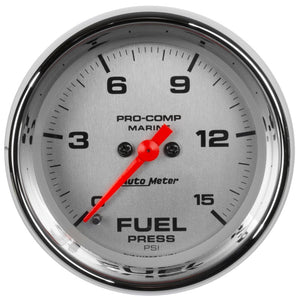 AutoMeter 200848-35 Autometer 2-1/16in 15PSI Digital Stepper Motor Marine Chrome Ultra-Lite Gauge