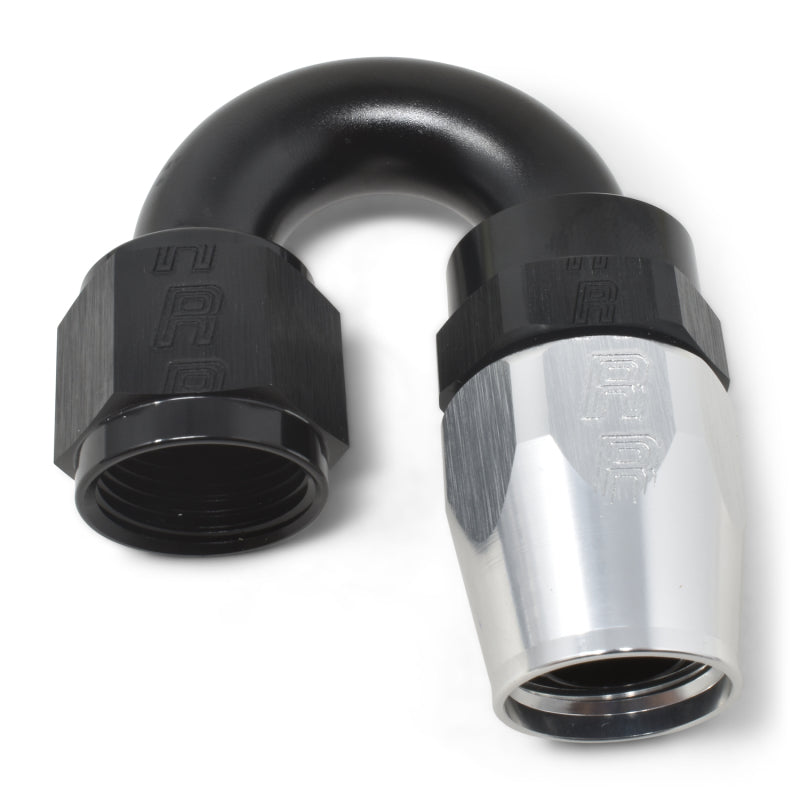 Russell 613513 Performance -8 AN Black/Silver 180 Degree Tight Radius Full Flow Swivel Hose End