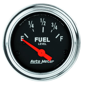 AutoMeter 2514 Autometer Traditional Chrome 52mm Short Sweep 0 Ohm - 90 Ohm Full Electrical Fuel Level Gauge