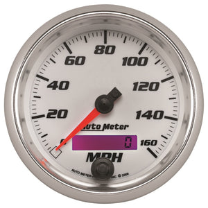 AutoMeter 19789 Autometer Pro-Cycle Gauge Speedometer 3 3/8in 160Mph Elec. Programmable White