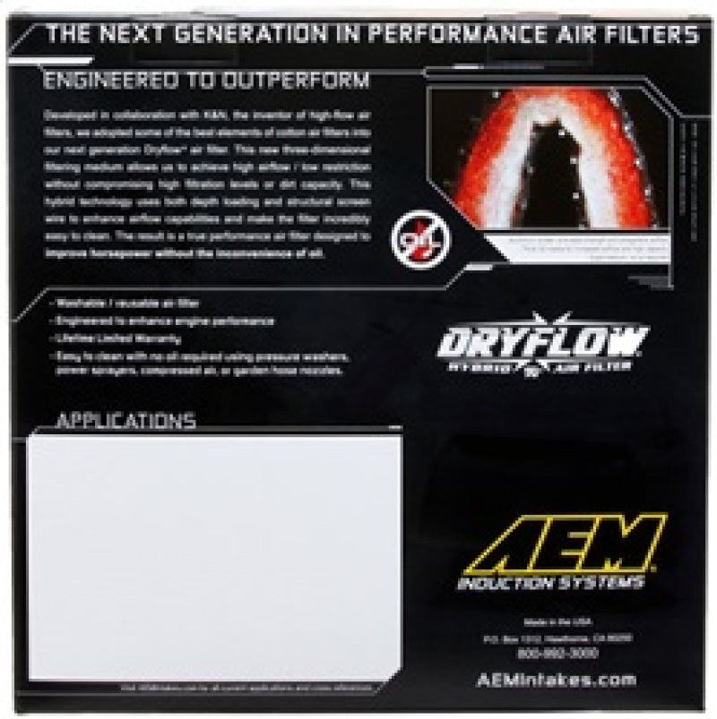 AEM AE-07087 10 fits Dodge fits Ram 2500/3500 6.7L L6 DSL 11in L x 9.75in W x 6.5in H Replacement DryFlow Air Filter