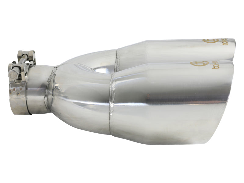 AFE 49T25484-P122  2.5in 304 Stainless Steel Clamp-on Exhaust Tip Drivers Side