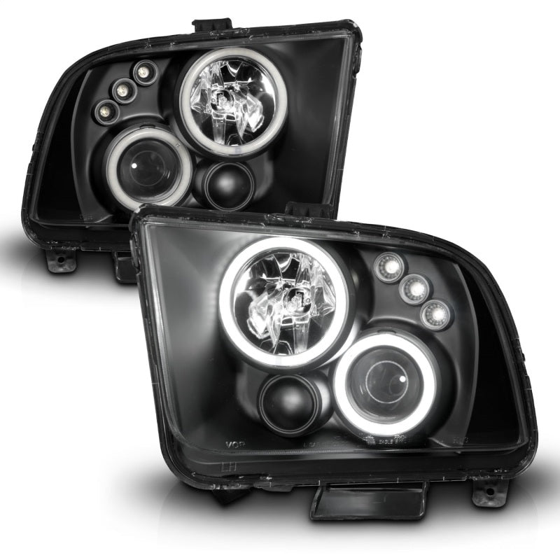 ANZO 121166 2009 fits Ford 05-20 Mustang Projector Headlights w/ Halo Black