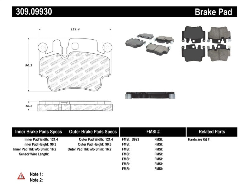 Stoptech 309.0993 Performance Brake Pads