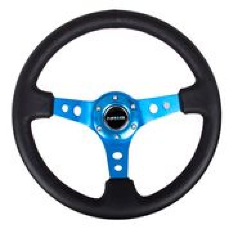 NRG RST-006BL RST-006BL Reinforced Steering Wheel Blk Leather w/Blue Circle