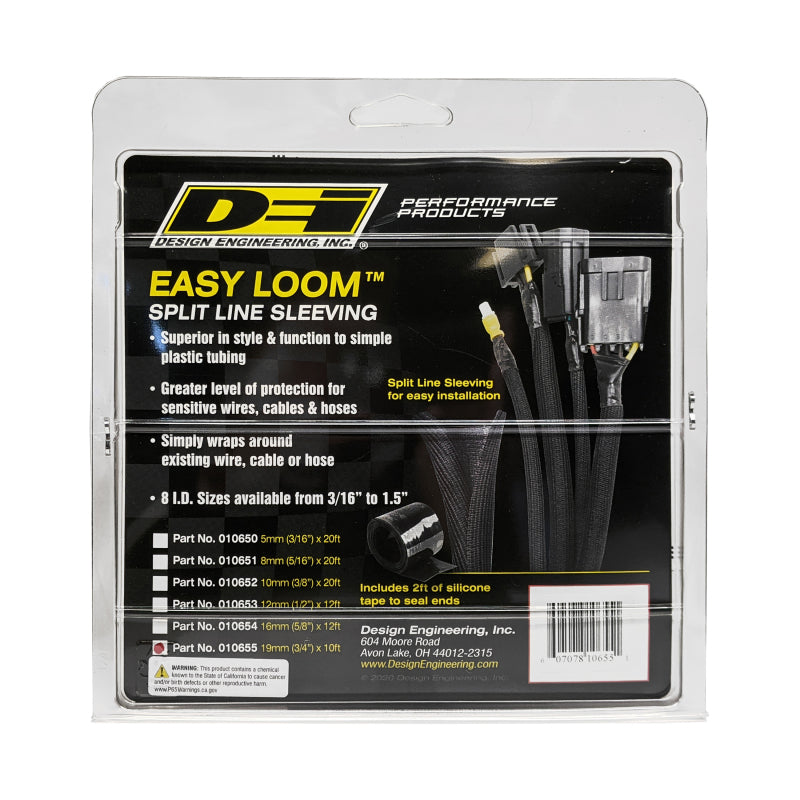 DEI  10655 Split Wire Sleeve Easy Loom 19mm-3/4in x 10 Black