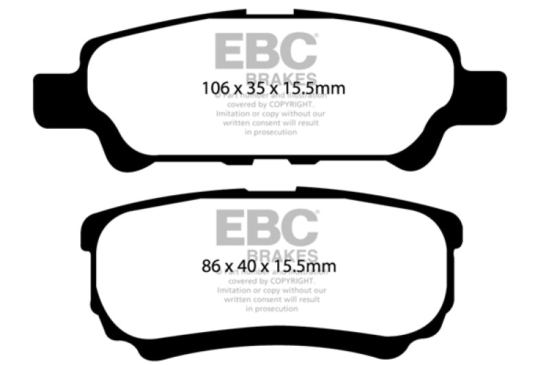 EBC DP21563 fits Chrysler 11-14 200 2.4 Greenstuff Rear Brake Pads