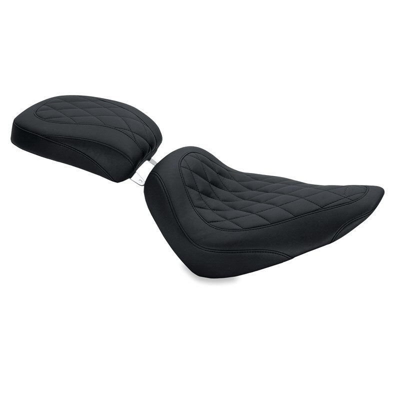 Mustang 76802 Harley Standard Rear Tire Wide Tripper Solo Seat Diamond Stitch - Black