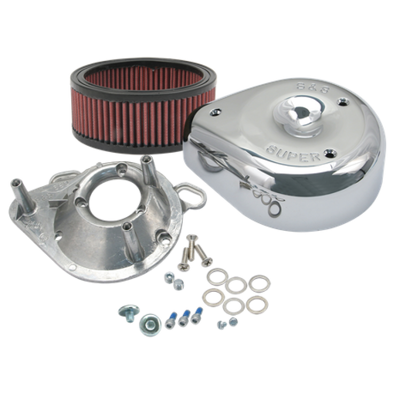 S&S 17-0498 Cycle 95-16 BT w/ S&S Single Bore TB Teardrop Air Cleaner Kit Chrome