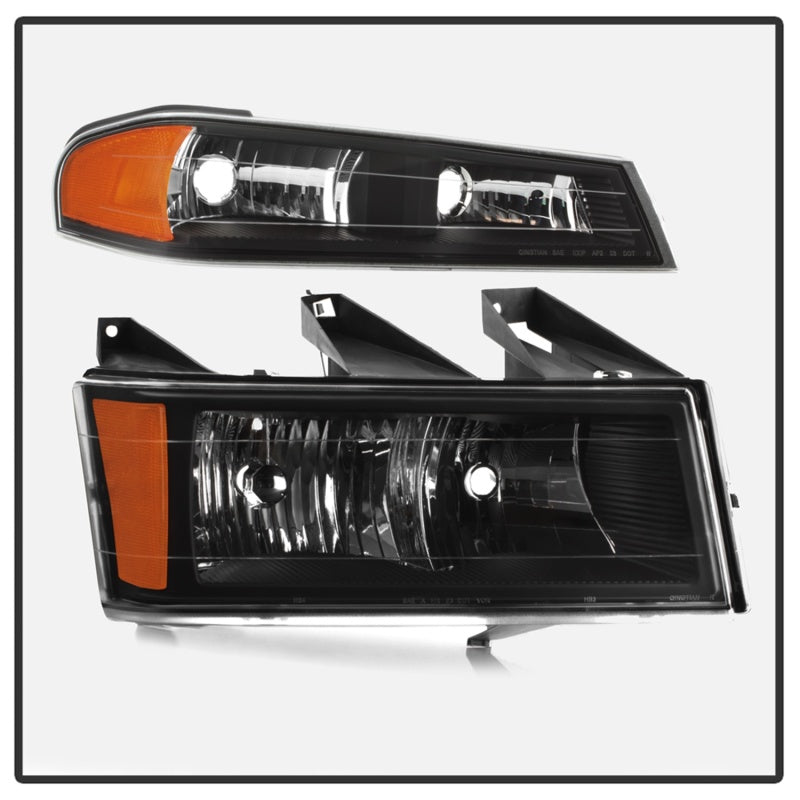 9032110 Xtune fits Chevy 04-12 Colorado OEM Headlights w/ Bumper Lights Black