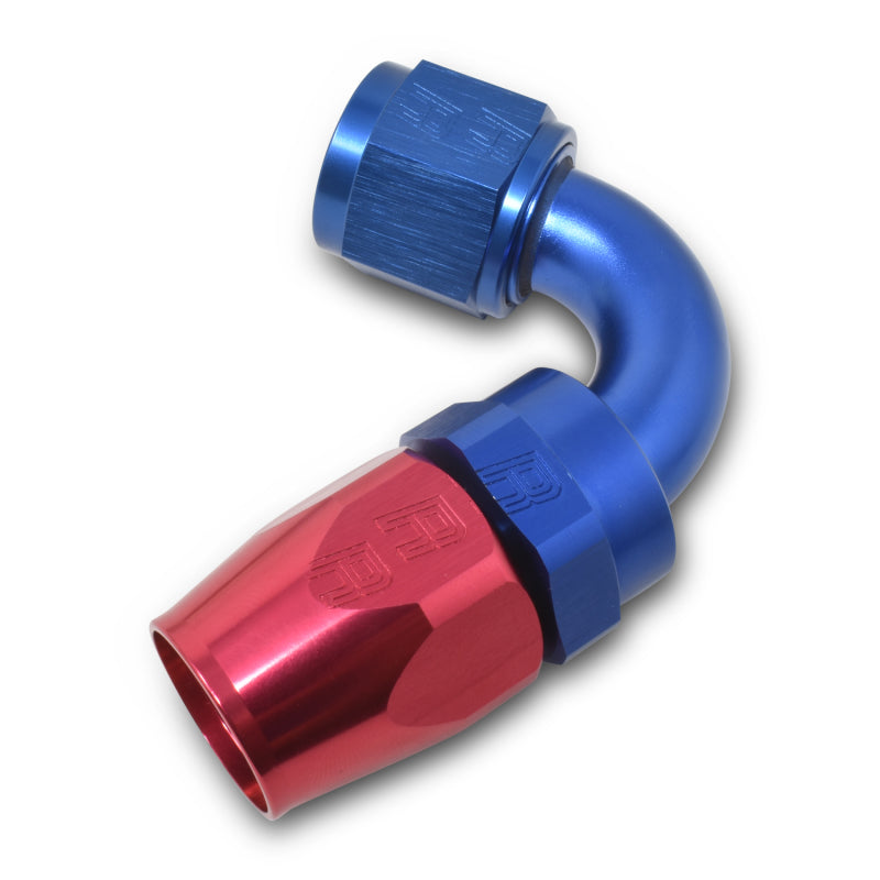 Russell 613410 Performance -8 AN Red/Blue 120 Degree Full Flow Swivel Hose End (With 3/4in Radius)