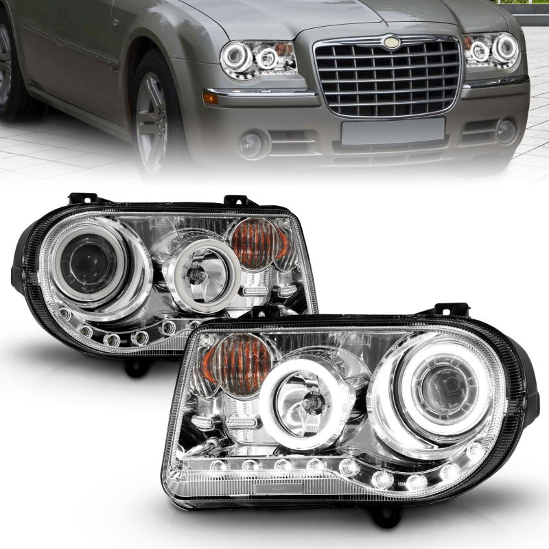 ANZO 121250 2010 fits Chrysler 05-20 300C Projector Headlights w/ Halo Chrome (CCFL) G2