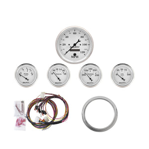 AutoMeter 7034-OTW Autometer Old Tyme White 5 Piece Kit (MPH/FUEL/OILP/WTMP/BAT) 59-60 fits Chevy Car Direct-Fit Dash Kit