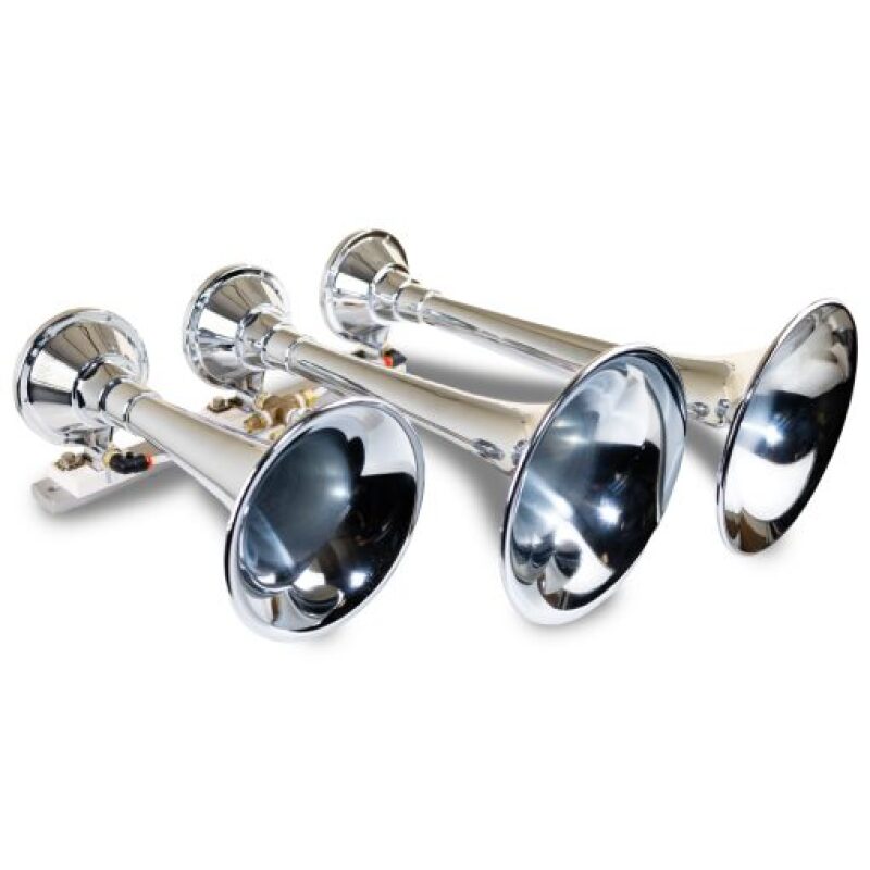 Kleinn 630 Chrome Triple Horn/ 14.75In/ 13In/9.5In - Chrome-Plated Spun Copper