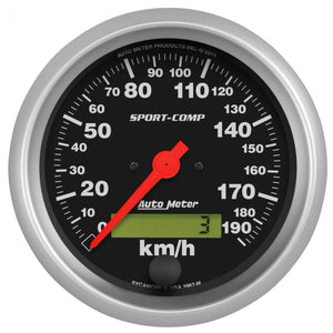 AutoMeter 3987-M Autometer Sport-Comp 3-3/8 inch 190 KPH Electronic Speedometer Gauge