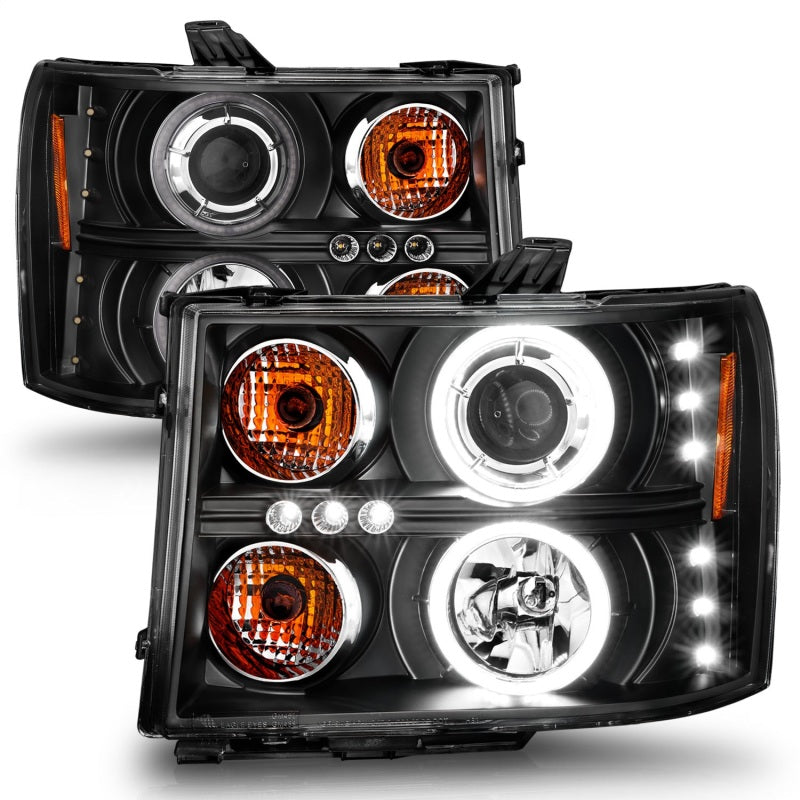 ANZO 111125 2013 Gmc Sierra 1500 Projector Headlights w/ Halo Black