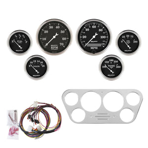 AutoMeter 7048-OTB Autometer Old Tyme Black Gauge Kit 6 Pc fits Ford Truck 53-55 Tach/Mph/Fuel/Oilp/Wtmp/Volt