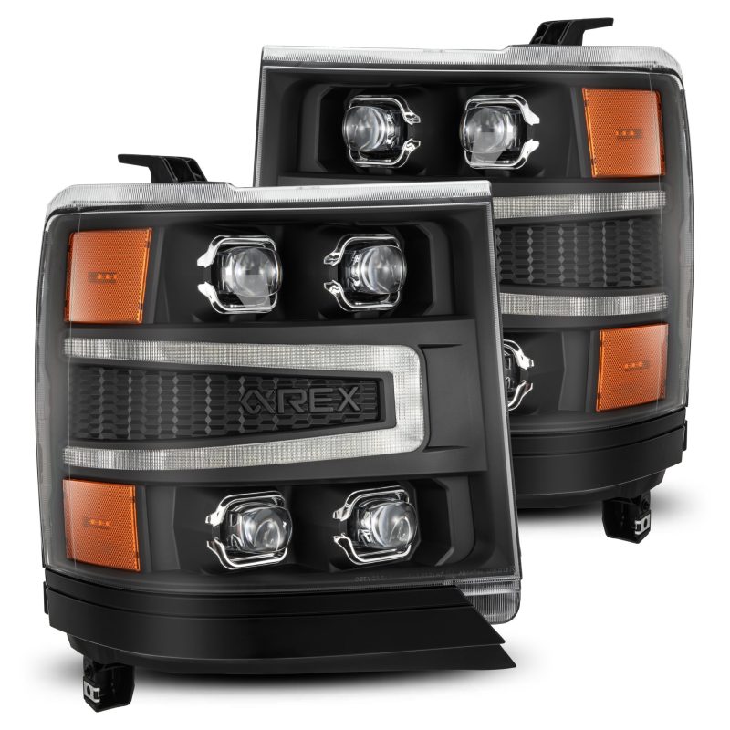 AlphaRex 880237 fits Chevy 16-18 1500HD NOVA-Series LED Proj Headlights BK w/Actv Lgt/SeqSig & DRL (Req 810023)