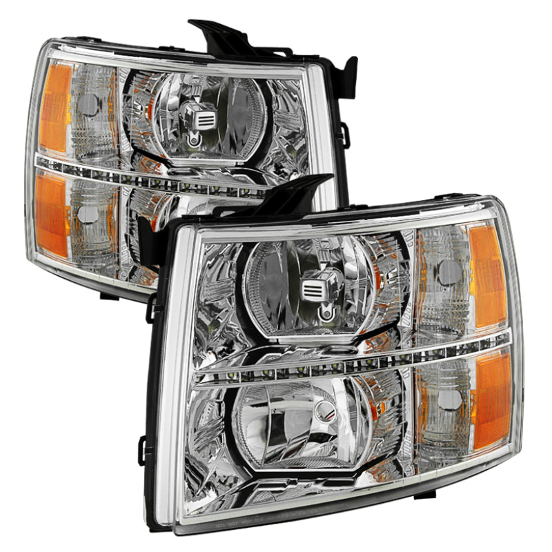 9032981 Xtune fits Chevy 07-13 Silverado Crystal Headlights w/ Drl LED Design