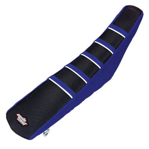Motoseat YZF45018-2327 Ribbed Accent Traction Seat Cover  Blue/Black/Blue/White