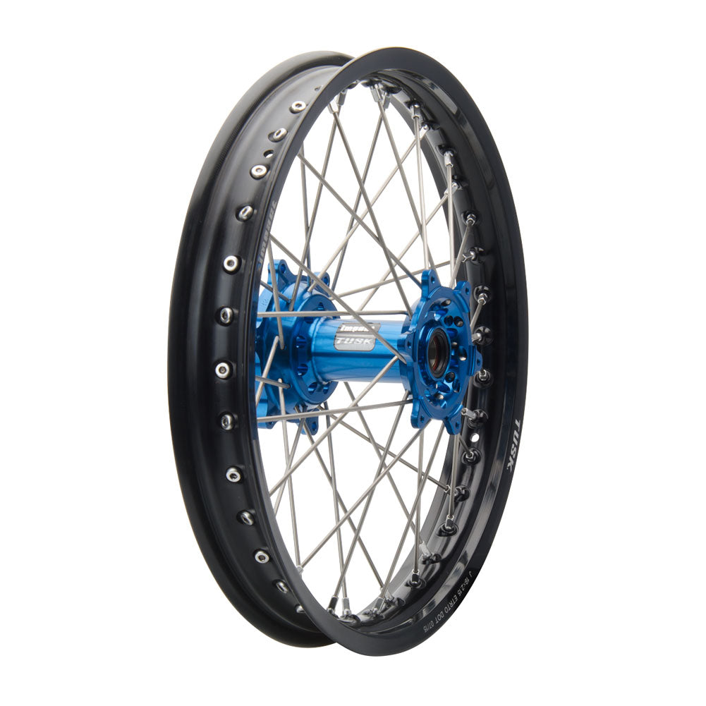 Tusk 1931330021 Impact Rear Wheel Pkg 19x2.15 Blk Rim/Slvr Spk Blue Hub