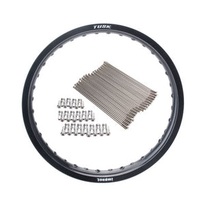 Tusk 1487490024 Impact Rear Rim and Spoke Kit 19 x 2.15 Black