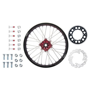 Tusk 1931330077 Impact Rear Wheel Pkg 18x2.15 Blk Rim/Slvr Spk Red Hub