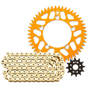 Tusk 2152700184 Chain & Sprocket Kit Aluminum Rear Gold X-Ring Chain Orange