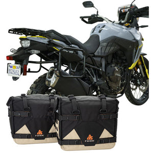 Tusk 2006110050 Pannier Racks with  Pilot Pannier Bags  Black/Tan