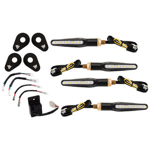 Tusk 2159290002 LED Turn Signal Kit Style 2 DRL(F)/Std (R) Black Adapter Plate