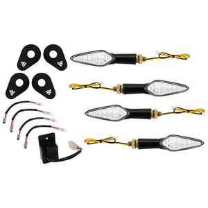 Tusk 2159290010 LED Turn Signal Kit Style 1 Std (F)/Brake(R) Black Adapter Plate