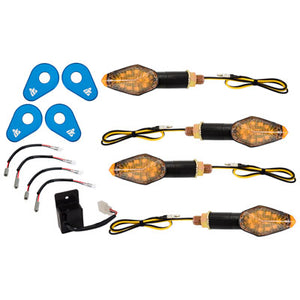 Tusk 2159290018 LED Turn Signal Kit Style 5 Standard (F/R) Blue Adapter Plate