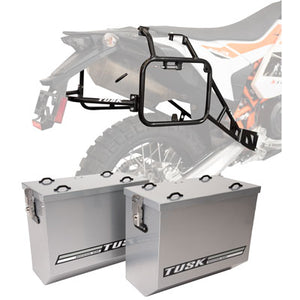 Tusk 1467340155 Aluminum Panniers with Pannier Racks V2 Medium Silver
