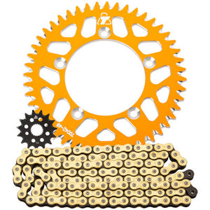 Tusk 2181460007 Chain & Sprocket Kit 420 Gold Race Chain Orange Rear Sprocket