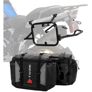 Tusk 1999660066 Pannier Racks w/ Olympus Pannier Bags  Black/Grey w/ Black Racks